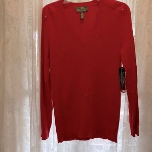 Ralph Lauren Active NWT Long-a sleeve Ribbed V-neck sweater